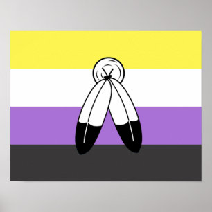 Póster Bandera de orgullo no binario de dos espíritus