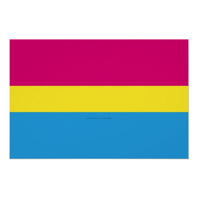 Póster bandera de orgullo pansexual SlipperyJoe rosa ámba (Anverso)