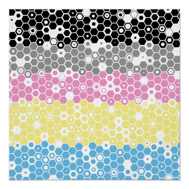 Póster Bandera de Orgullo Poligénero Abstracta Geométrica (Anverso)