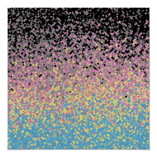 Póster Bandera de orgullo poligénero pixelada funky tripp (Anverso)