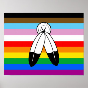Póster Bandera de orgullo progresista LGBTQ+ Two-Spirit