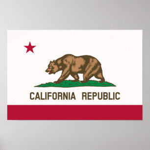 Póster Bandera de Oso - Estado de California