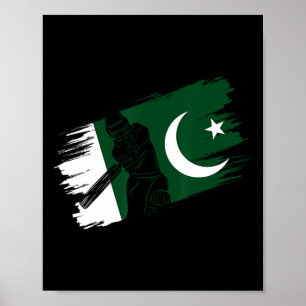 Póster Bandera de Pakistán Aficionado de Cricket de Pakis