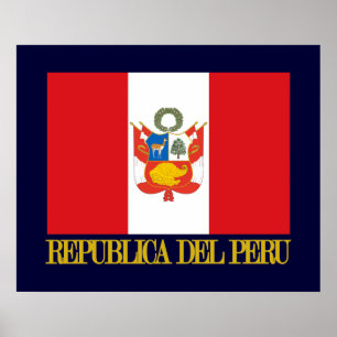 Póster Bandera de Perú y COA