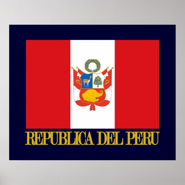 Póster Bandera de Perú y COA (Frente)