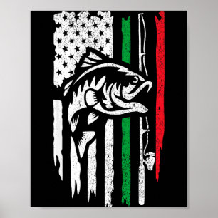 Póster Bandera de pesca italiana americana B para pescado
