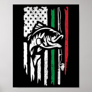 Póster Bandera De Pesca Italiana Estadounidense B Para El