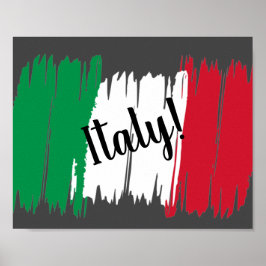 Póster Bandera de pincel artístico de Italia