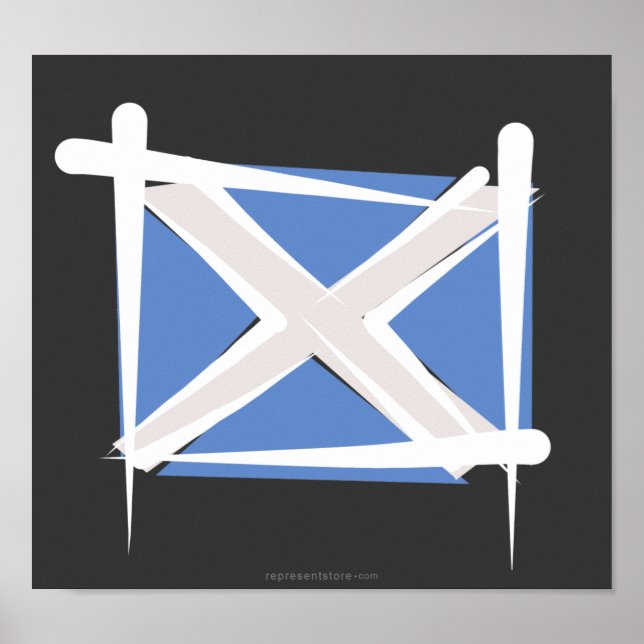 Póster Bandera de pincel de Escocia (Frente)