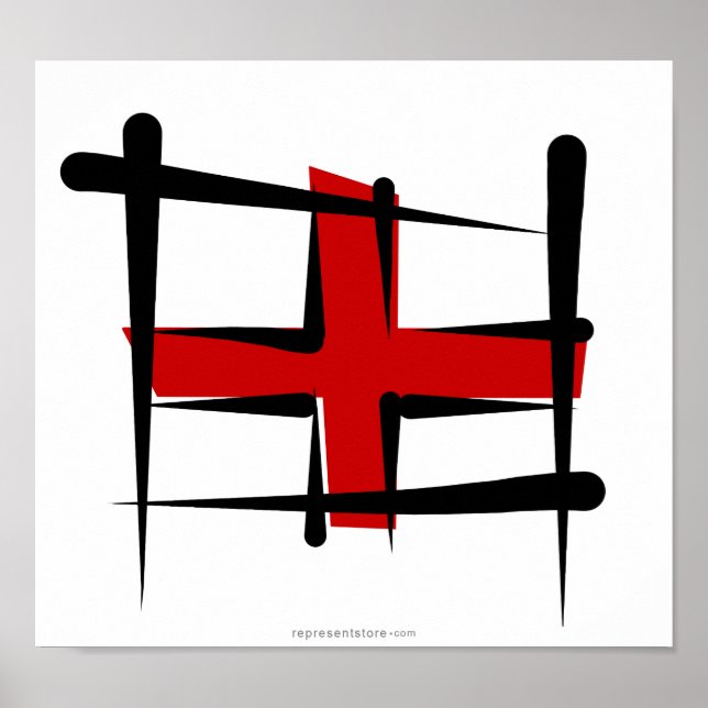 Póster Bandera de pincel de Inglaterra (Frente)