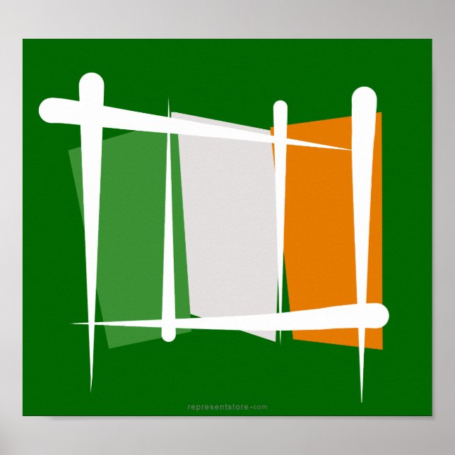 Póster Bandera de pincel de Irlanda (Frente)