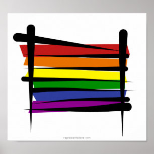 Póster Bandera de pincel del orgullo gay arcoiris