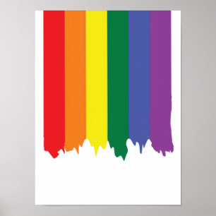 Póster Bandera de pintura arco iris del Orgullo Gay