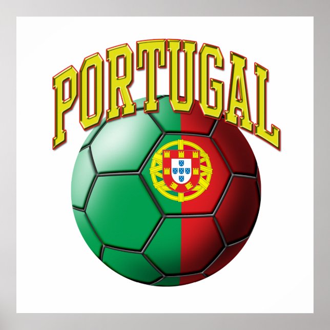 Póster Bandera de Portugal Soccer Ball (Frente)