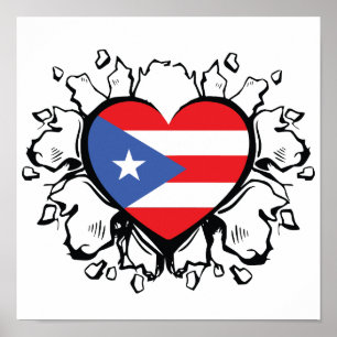 Póster Bandera de Puerto Rico Boricua Cute simple Poster