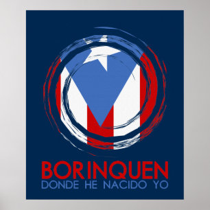 Póster Bandera de Puerto Rico Borinquen