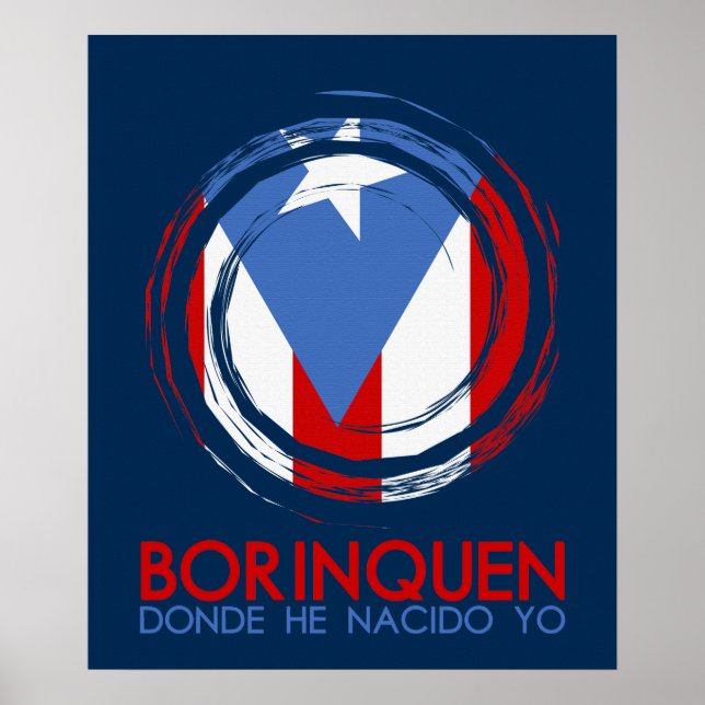 Póster Bandera de Puerto Rico Borinquen (Frente)