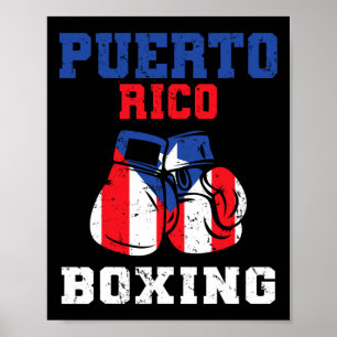 Póster Bandera de Puerto Rico Boxeo Guantes de boxeo