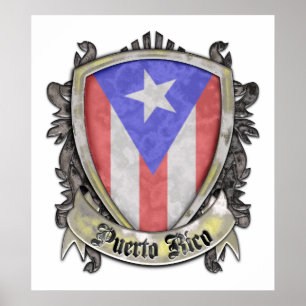Póster Bandera de Puerto Rico - escudo del escudo
