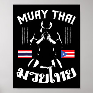Póster Bandera de Puerto Rico Muay Thai Boxin tailandés