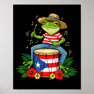 Póster Bandera de Puerto Rico Rana Coqui Puerto Rico Hisp