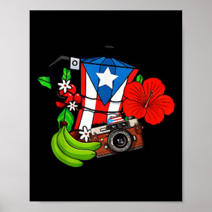 Póster Bandera de Puerto Rico Rana Floral Boricua Mujeres