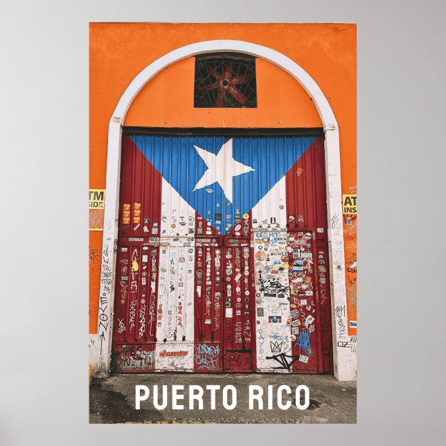 Póster Bandera de Puerto Rico Viejo San Juan Fotografía d (Frente)