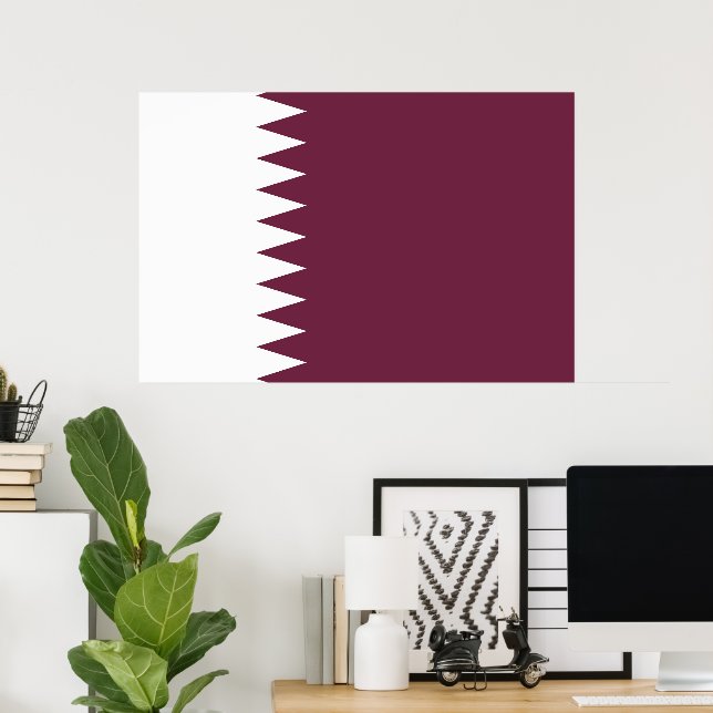 Póster Bandera de Qatar (Oficina en casa)