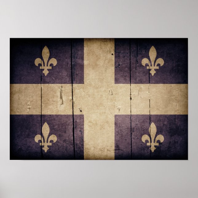 Póster Bandera de Quebec de madera trabajada (Frente)