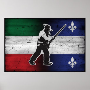 Póster Bandera de Quebec y patriota Henri Julien erosiona