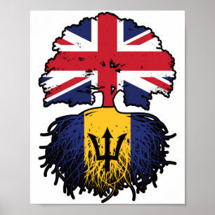 Póster Bandera de raíces británicas de árboles británicos