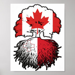 Póster Bandera de raíces de árbol canadiense maltés de Ca