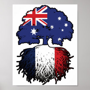 Póster Bandera de raíces de árbol franco-australiano en A