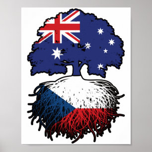 Póster Bandera de raíces de árboles australianos checos