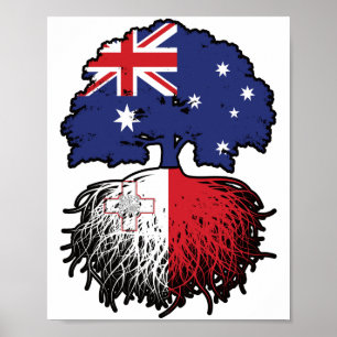 Póster Bandera de raíces de árboles australianos malteses
