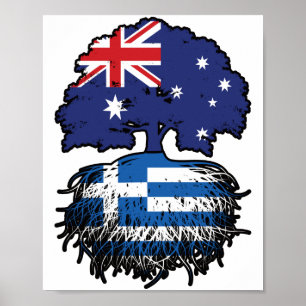 Póster Bandera de raíces de árboles griegos australianos