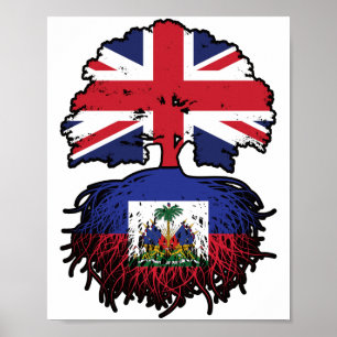 Póster Bandera de raíces de árboles haitianos británicos