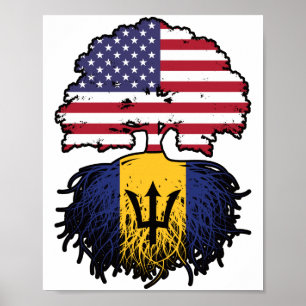 Póster Bandera de raíces de árboles norteamericanos de Ba