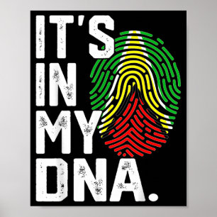 Póster bandera de raíces de Guyana gráfico de huella dact