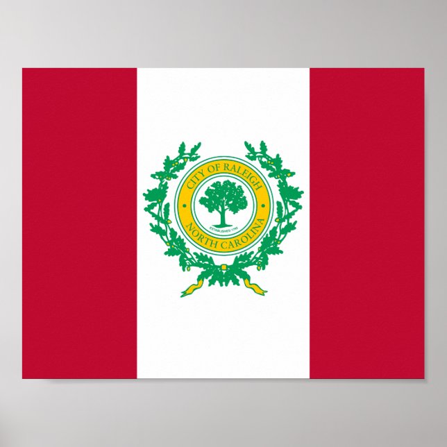 Póster Bandera de Raleigh, Poster de Carolina del Norte (Frente)