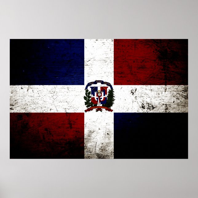 Póster Bandera de República Dominicana gruesa negra (Frente)