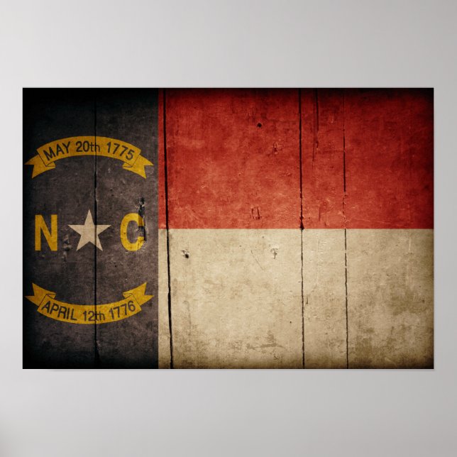 Póster Bandera de Rugged Wood North Carolina (Frente)