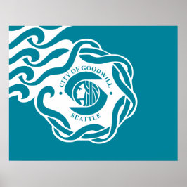 Póster Bandera de Seattle (Washington)