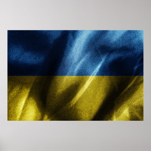 Póster Bandera de seda de Ucrania (Frente)