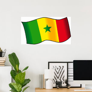 Póster Bandera de Senegal Orgullo Senegalés Verde Amarill