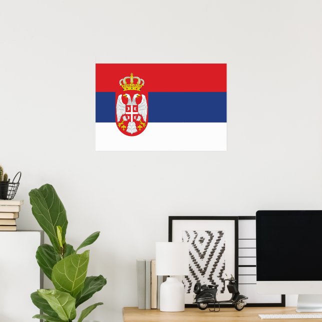 Póster Bandera de Serbia (Oficina en casa)