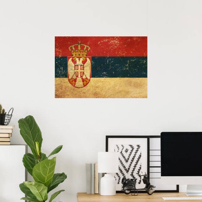 Póster Bandera de Serbia (Oficina en casa)