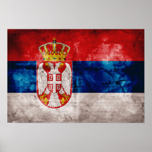 Póster Bandera de Serbia con meteorología