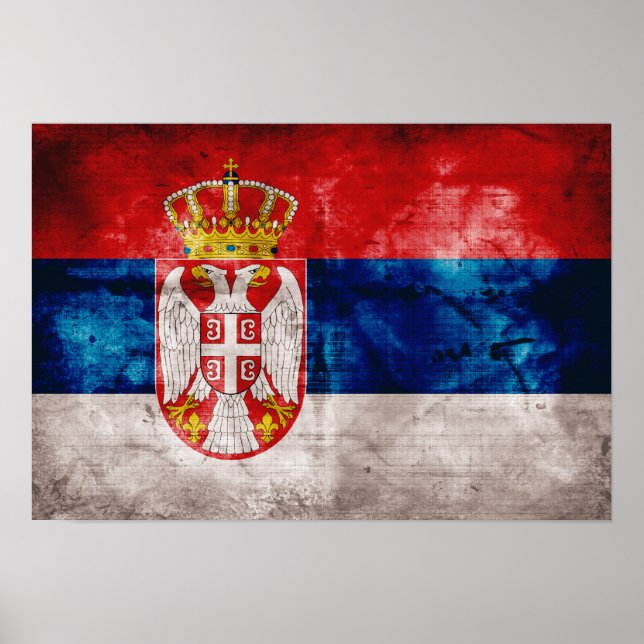 Póster Bandera de Serbia con meteorología (Frente)