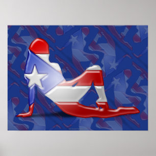 Póster Bandera de silueta Chica de Puerto Rico